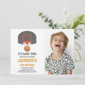 グレーのバスケット招待状と写真 招待状 (スタンド正面)