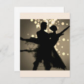 グレーのバレエカップル ヴィンテージ エンクロージャーカード (正面/裏面)
