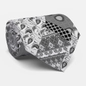 グレーのパッチワークパッチワークパターン ネクタイ (ロール)