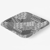 グレーのパッチワークパッチワークパターン ペーパープレート (傾斜あり)