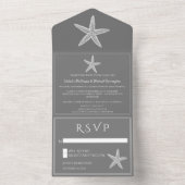 グレーのヒトデの結婚式 オールインワン招待状 (内側)