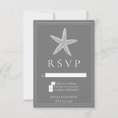 グレーのヒトデ ウェディング RSVP カード (正面)