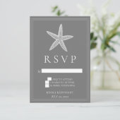グレーのヒトデ ウェディング RSVP カード (スタンド正面)