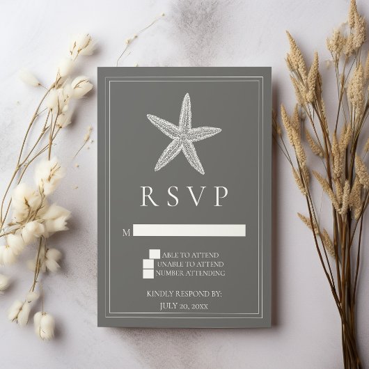 グレーのヒトデ ウェディング RSVP カード