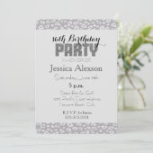 グレーのヒョウ柄 16歳の誕生日 招待状 (スタンド正面)