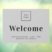 グレーのビジネス ロゴ ウェルカム オープニング アワーズ ウィンドウサイン (シート3)