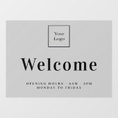グレーのビジネス ロゴ ウェルカム オープニング アワーズ ウィンドウサイン (シート)