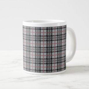 グレーのピクセルプレイド(赤)ストライプ ジャンボコーヒーマグカップ