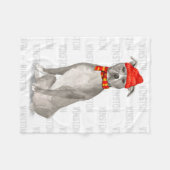 グレーのピットブルと犬の名前ペット フリースブランケット (正面(横))