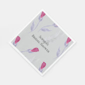 グレーのピンクの花のブライズシャワー スタンダードランチョンナプキン (角)