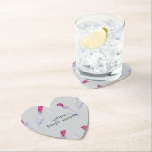 グレーのピンクの花 ブライダルシャワー ペーパーコースター (インサイチュ)