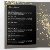 グレーのフェイクパンフレットに散在する金ゴールド紙吹雪 三つ折りカード (内部最初)