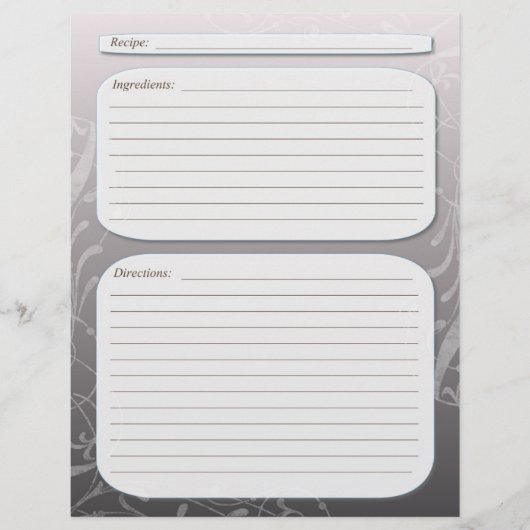 グレーのフェードクラスの渦巻きレシピページ (正面)
