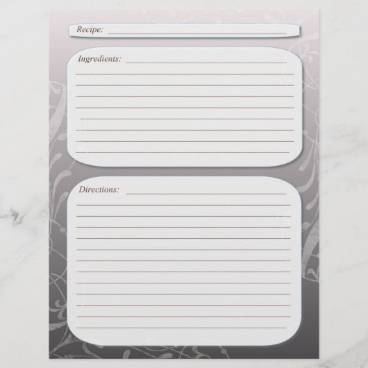 グレーのフェードクラスの渦巻きレシピページ (裏面)