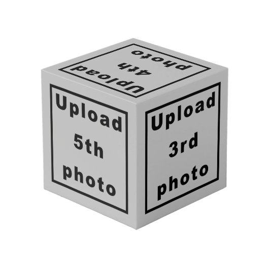 グレーのフォトキューブ上の5枚の写真 フォトキューブ (裏面アングル)