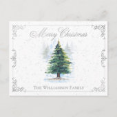 グレーのフレームを持つ水彩林エレガントの木 シーズンポストカード (正面)