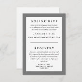グレーのフレーム ウェディング返信 RSVP & レジストリー エンクロージャーカード (正面/裏面)