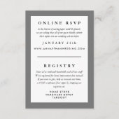 グレーのフレーム ウェディング返信 RSVP & レジストリー エンクロージャーカード (正面)