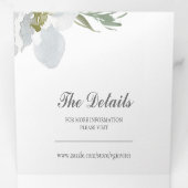 グレーのフローラと緑の全てをワンウェディングで招待 三つ折り招待状 (内部最初)