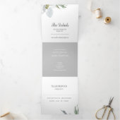 グレーのフローラと緑の全てをワンウェディングで招待 三つ折り招待状 (内部)