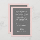 グレーのブッシュピンクの結婚式寄付メモ エンクロージャーカード (正面/裏面)