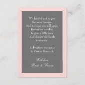 グレーのブッシュピンクの結婚式寄付メモ エンクロージャーカード (正面)