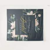 グレーのブッシュ フローラル ウォーターカラー ブライダル シャワー ウェルカム タペストリー (正面(横))