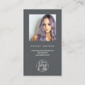 グレーのブラシ付きスクリプトフォトロゴの感謝してい順序 名刺 (裏面)