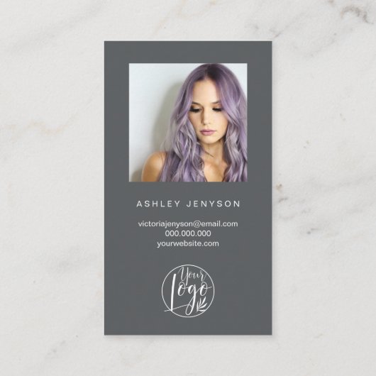 グレーのブラシ付きスクリプトフォトロゴの感謝してい順序 名刺 (裏面)