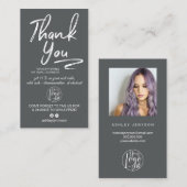 グレーのブラシ付きスクリプトフォトロゴの感謝してい順序 名刺 (正面/裏面)