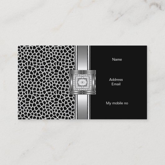グレーのブラックダイヤモンドジュエルに名刺シルバー 名刺 (裏面)