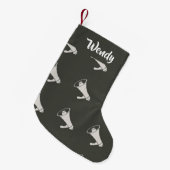 グレーのブルホーンパターン  スモールクリスマスストッキング (正面 (吊り時))