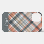 グレーのプレイドエレガントスクリプト名 Case-Mate iPhoneケース (裏面 (横))