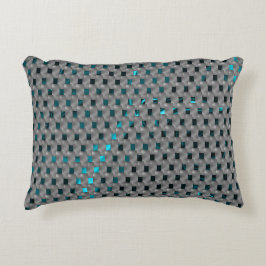 グレーのプレート、四角形の下のシアンの画像 アクセントクッション