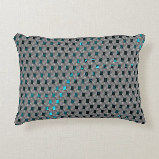 グレーのプレート、四角形の下のシアンの画像 アクセントクッション (正面)
