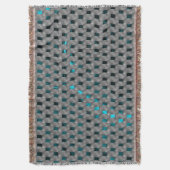 グレーのプレート、四角形の下のシアンの画像 スローブランケット (正面縦)