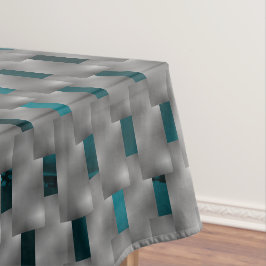 グレーのプレート、四角形の下のシアンの画像 テーブルクロス