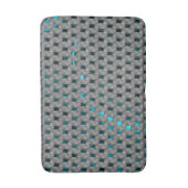 グレーのプレート、四角形の下のシアンの画像 バスマット (正面縦)
