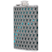 グレーのプレート、四角形の下のシアンの画像 フラスク (左)