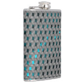 グレーのプレート、四角形の下のシアンの画像 フラスク (右)