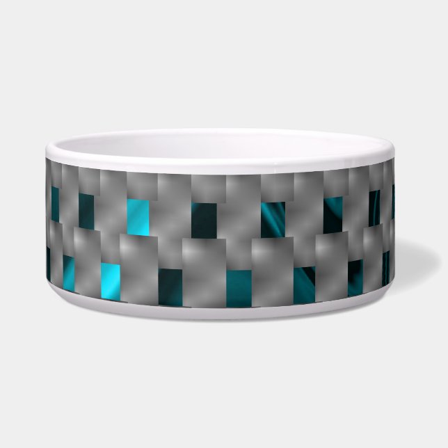 グレーのプレート、四角形の下のシアンの画像 ボウル (正面)