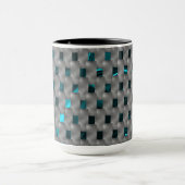 グレーのプレート、四角形の下のシアンの画像 マグカップ (中央)