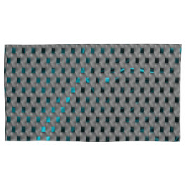 グレーのプレート、四角形の下のシアンの画像 枕カバー