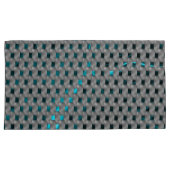 グレーのプレート、四角形の下のシアンの画像 枕カバー (正面右)