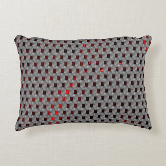 グレーのプレート、長方形の下の赤いイメージ アクセントクッション (正面)