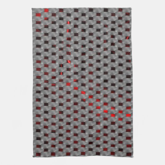 グレーのプレート、長方形の下の赤いイメージ キッチンタオル (縦)