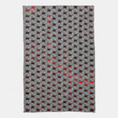 グレーのプレート、長方形の下の赤いイメージ キッチンタオル (縦)