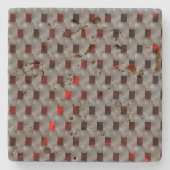 グレーのプレート、長方形の下の赤いイメージ ストーンコースター (正面)