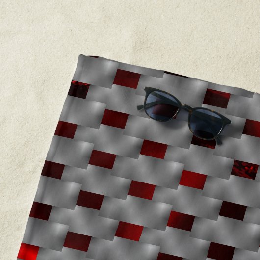 グレーのプレート、長方形の下の赤いイメージ ビーチタオル (インサイチュ)