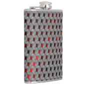 グレーのプレート、長方形の下の赤いイメージ フラスク (右)